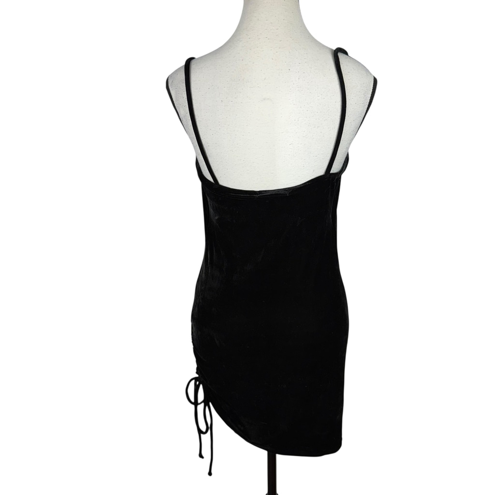 Black Ruched Bodycon Slip Mini Dress Casual Glam Going Out Party Size M - Picture 5 of 10